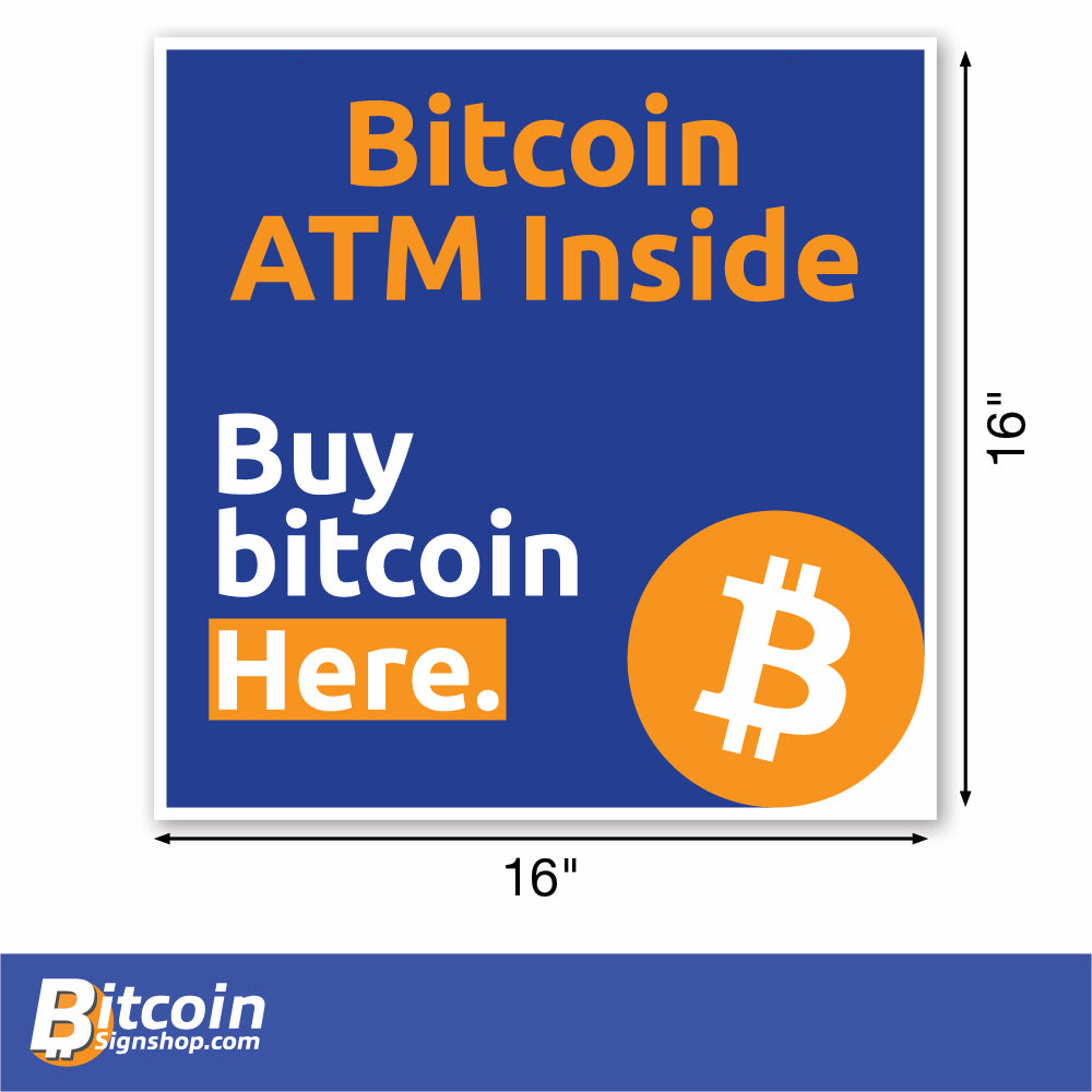 Coroplast ATM Inside yard or hanging sign in sie 16 inches by 16 inches.