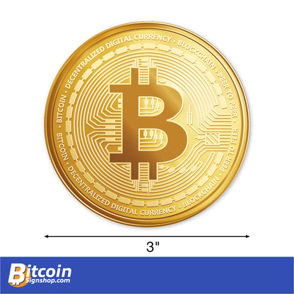 Bitcoin Circle Decal. Simulated coin. Available in 3 inch diameter.